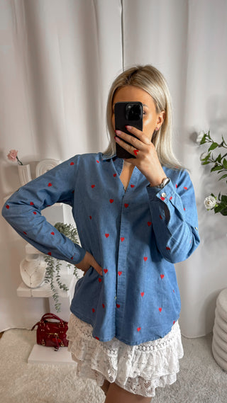 Chemise coeur (bleue)