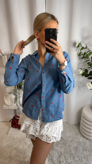 Chemise coeur (bleue)