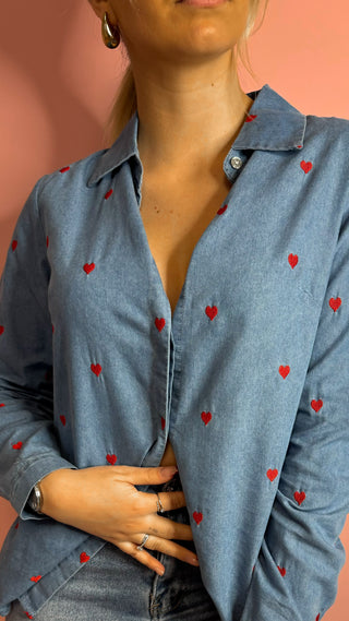 Chemise coeur (bleue)