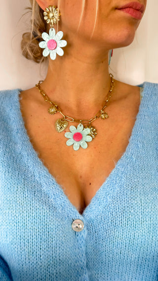 Boucles d'oreilles Marguerite (bleue)