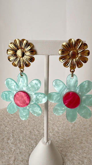 Boucles d'oreilles Marguerite (bleue)