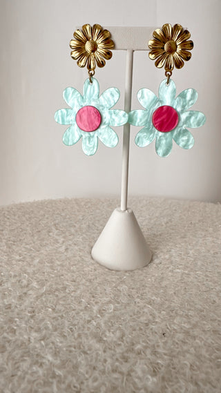 Boucles d'oreilles Marguerite (bleue)