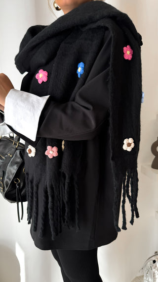 Écharpe fleurs (noire)