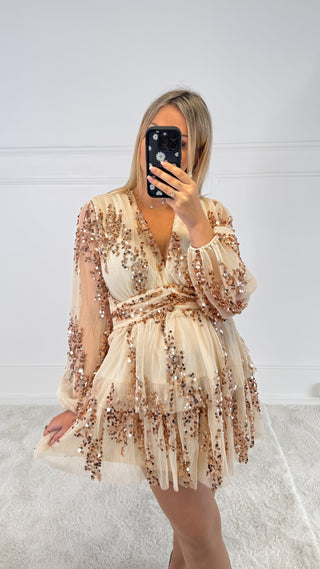 Robe Gossip Girl (beige/doré)