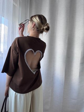 T-shirt COEUR PRÉCIEUX (marron chocolat)