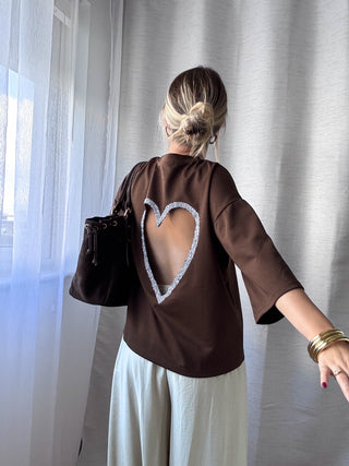 T-shirt COEUR PRÉCIEUX (marron chocolat)