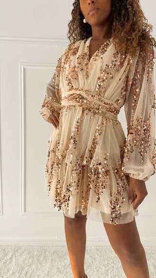 Robe Gossip Girl (beige/doré)