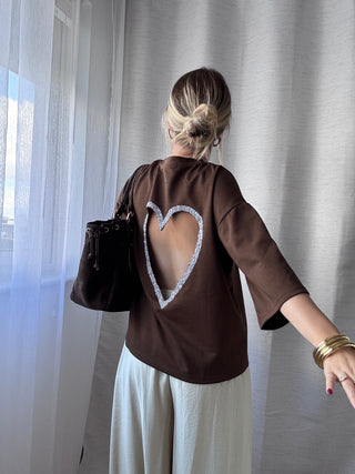 T-shirt COEUR PRÉCIEUX (marron chocolat)