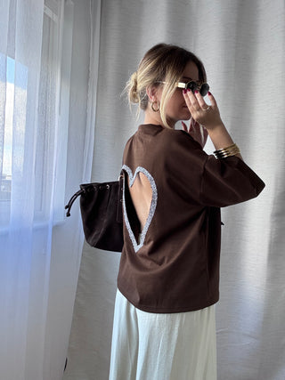 T-shirt COEUR PRÉCIEUX (marron chocolat)