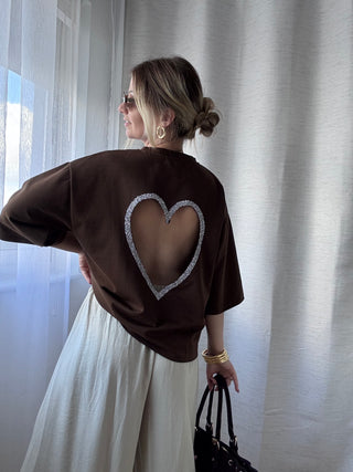 T-shirt COEUR PRÉCIEUX (marron chocolat)