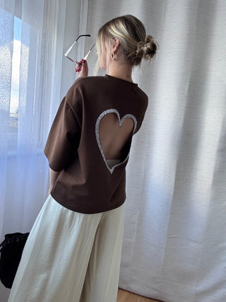 T-shirt COEUR PRÉCIEUX (marron chocolat)