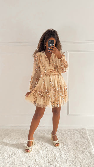 Robe Gossip Girl (beige/doré)