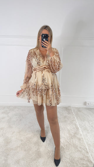 Robe Gossip Girl (beige/doré)