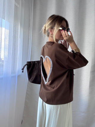 T-shirt COEUR PRÉCIEUX (marron chocolat)